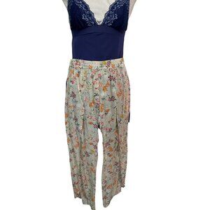 Womens Floral Lounge Pajama Pants Small 100% Rayon